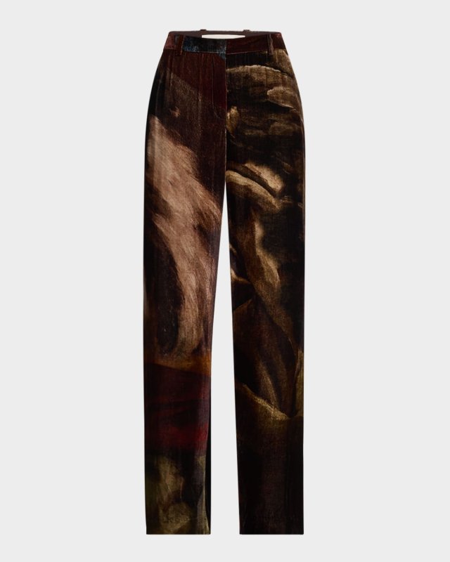 Gates Abstract-Print Velvet Pants